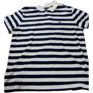 Men's Chaps Blue‎ And White Striped Polo Shirts Size XL Short Sleeve
